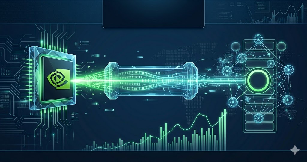NVIDIA chip connected to network of equity-stake holdings — Pattern 03 cohort visualization